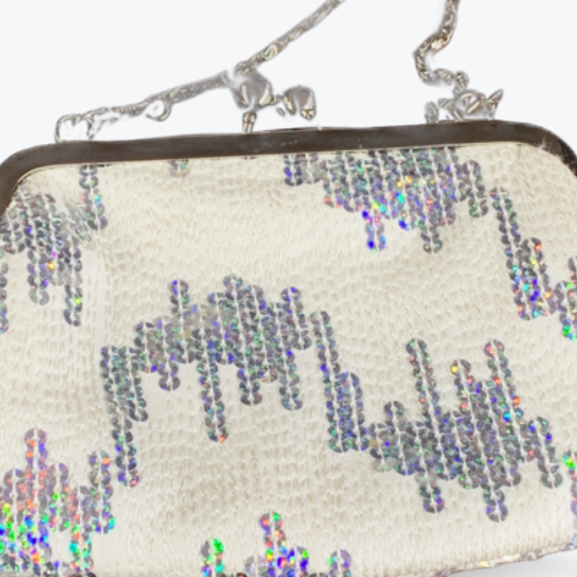 Silver sparkle clutch bag