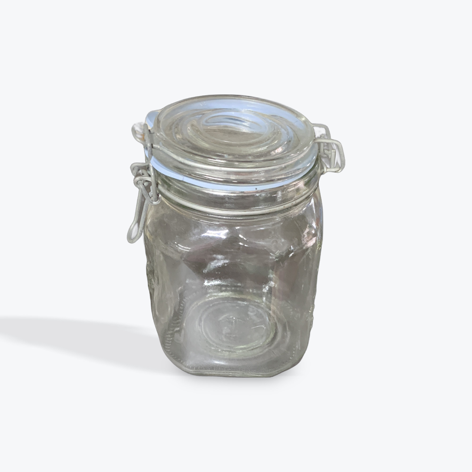 jar with blue rubber seal