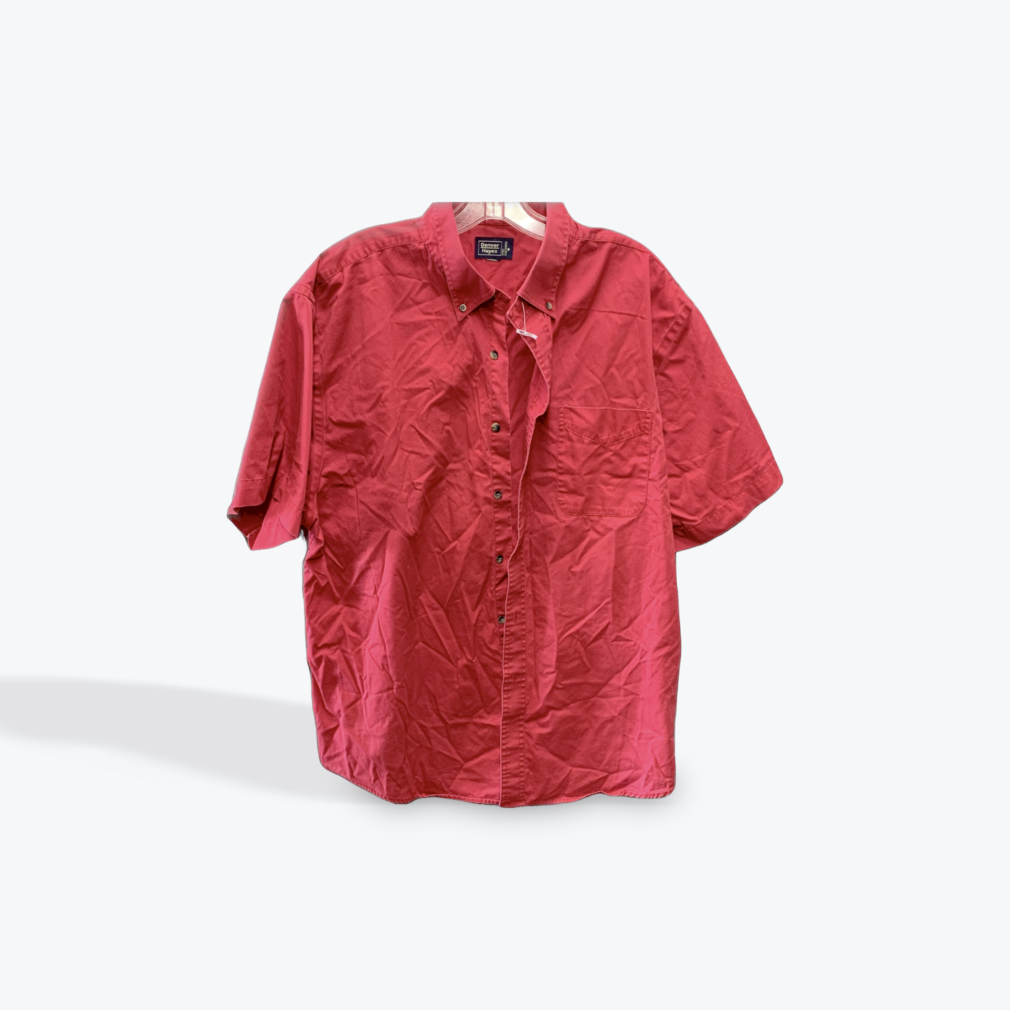 Denver hayes red short sleeve mens shirt size large