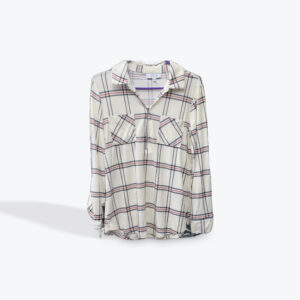 Mystyle striped womens zipper front top size medium