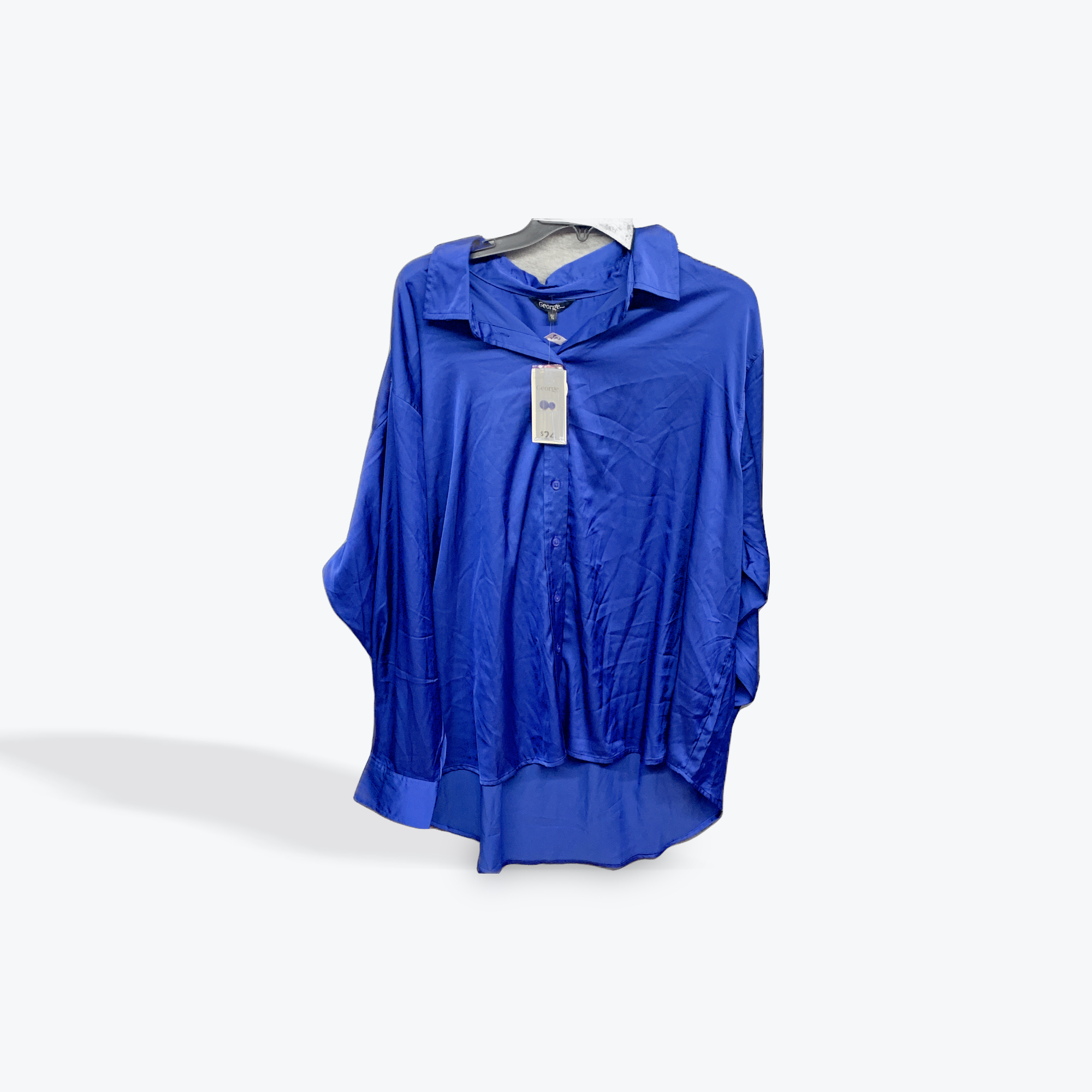George womens blue silk top size xlarge